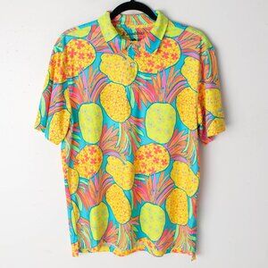 Chubbies Men's‎ Small Short Sleeve Colorful Pineapple Polo Shirt